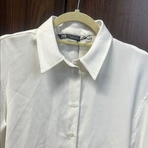Zara women White Button-Up Shirt